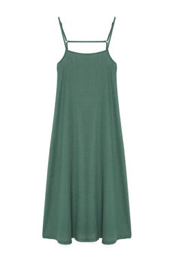 TRENDYOLMILLA Siyah Ayarlanabilir Ask?l? A-Line Burumcuk/Dokulu Orme Maxi Elbise TWOSS24EL00060  фото 34