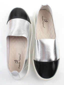 06-H1C-1MT BLACK/SILVER Туфли женские (натуральная кожа)