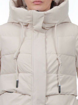 753 LT. BEIGE Пальто зимнее женское (170 гр. холлофайбер) - Фабричный китай фото 4