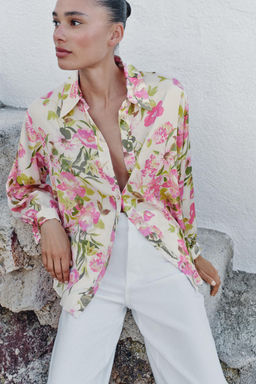 CAMISA SATINADA ESTAMPADO FLORAL / Multicolor - Zara фото 2