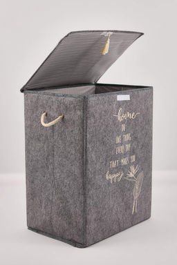 Gri Kece Kapakl? Camas?r Sepeti 55x41x30 Cm TPHAW26ST00001