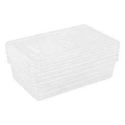 Asti Контейнер для заморозки продуктов пластмассовый 0,75л, 18,5х12х9см, набор 3шт, прозрачный (Россия)