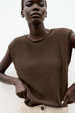 SLEEVELESS PLAIN KNIT TOP - Zara фото 3