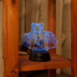 ULI-M508 RGB/3AA TIGER FAMILY/BLACK Светильник декоративный с эффектом 3D Семья тигров, на батарейках 3AA (не в/к). 1 светодиод. RGB свет. TM Uniel