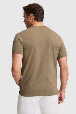 Erkek Haki Regular Fit Bisiklet Yaka Ti__rt