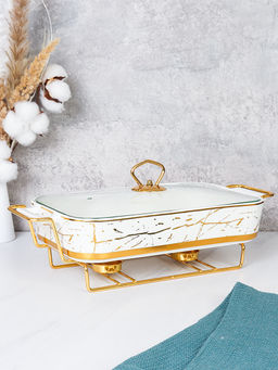 Мармит с подогревом 2 л Белое золото / WG-605-2 /уп 8/ керамическая чаша на подставке с подогревом - Галеонтрейд фото 2