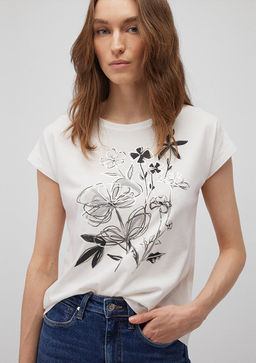 Cicek Bask?l? Beyaz Tisort