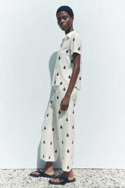 ZW COLLECTION CONTRAST EMBROIDERY CULOTTE TROUSERS - Zara фото 15