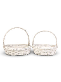 Корзина плетёная для хранения Alba, с ручкой, белая, набор 2 шт.