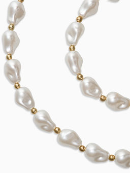 Набор 2 предмета: бусы, браслет «Жемчуг барочный. Капля», 40/18 см, белый в золоте