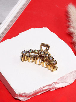 Цена за 6 шт. Крабик для волос «Каспиан», цветочки, 5 см, золото