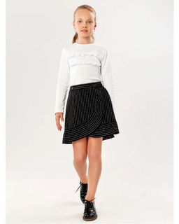 Юбка София, цвет черный полоска-белый, состав74% х/б 21% пэ 5% лайкра