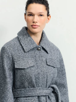 Куртка-рубашка из ткани с ворсом на поясе / Zarina  фото 11