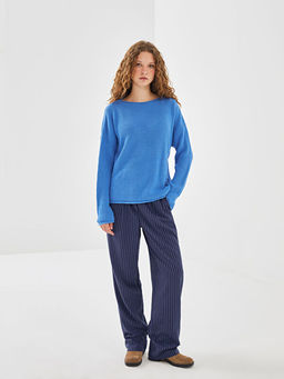 Bisiklet Yaka Dokulu Kad?n Triko Kazak