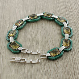 Браслет Октагон из зеленой керамики с Султанитом покрытие светлый металл, длина 18см - Agat77 фото 3