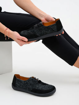 Босоногие туфли 188.natabl.Черный джангл+черная замша