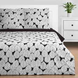 Постельное бельё Этель евро Black leaves 200х215 см, 220х240 см, 70х70 см -2 шт, поплин, 125 г/м2