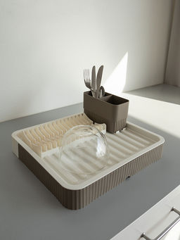 Подставка для сушки посуды раздвижная 51x36x5,5 бежевый полипропилен - Denastia фото 2