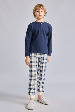 2li Tak_m Henley Yaka Ekose Erkek _ocuk - Defacto фото 2