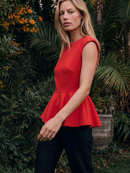 Bisiklet Yaka Peplum F?rf?rl? Bluz
