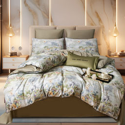 Комплект постельного белья Сатин Премиум на резинке CPAR055 Евро 4 Наволочки