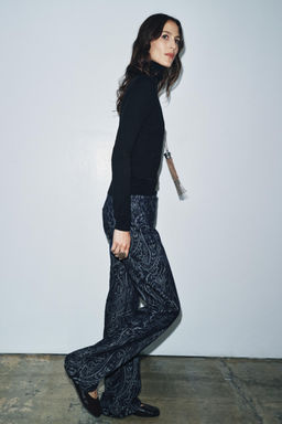 ZW COLLECTION JACQUARD DENIM TROUSERS - Zara фото 5