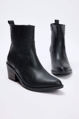 Siyah Blok Topuklu Kad?n Kovboy Bot TAKAW25BO00033