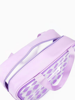 Косметичка на молнии для бассейна, большая, с ручками, с принтом «Ромбы», сиреневый