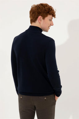 Мужской трикотажный свитер темно-синего цвета с высоким воротником Basic - U.s. polo assn фото 11