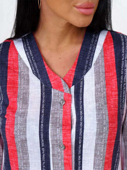 Халат женский, цвет синий красный белый