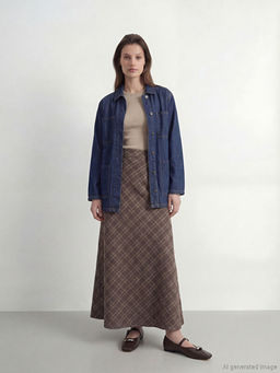 G?mlek Yaka Beli Ku?akl? Kad?n Jean Ceket