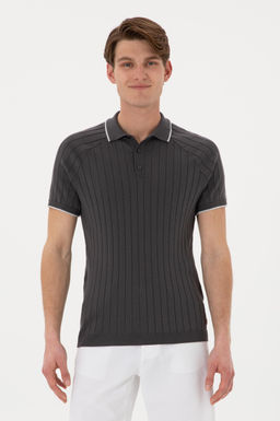 Erkek Slim Fit Bisiklet Yaka Antrasit Ti__rt