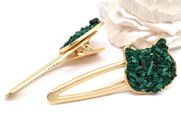 Заколка зажим Котик с натуральным моховым агатом 7*2,8*1,8см - Радуга камня фото 13