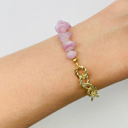 Браслет из Кунцита с цепочкой 16 см