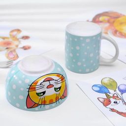 Набор детской посуды из керамики Рыжий кот, 2 предмета: кружка 200 мл, миска 300 мл - Simaland фото 4