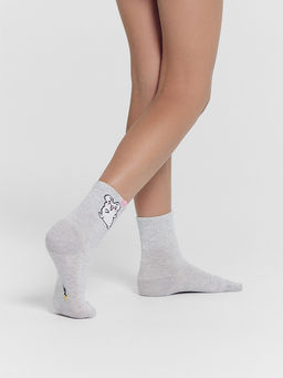 Цена за 5 пар! Носки детские бежевые с рисунком в виде мышки - Mark formelle фото 6