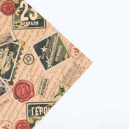 Цена за 10 шт. Бумага упаковочная крафтовая Герою с 23 февраля, 50?70 см