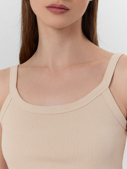 Топ женский бежевый в рубчик - Mark formelle фото 4