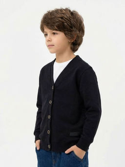 Кардиган на пуговицах 22-1757 черный - Mini maxi фото 4