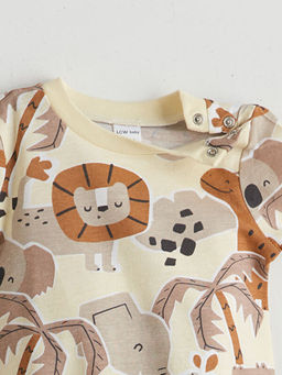 Bisiklet Yaka Bask?l? Erkek Bebek Tulum