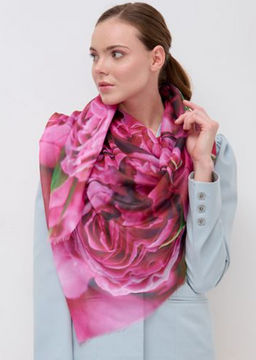 Большой, красивый двусторонний платок с рисунком в стиле арт-декои необычной текстурой ткани