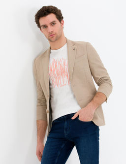 Camel Slim Fit Ceket