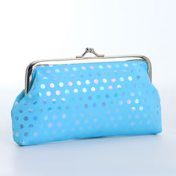 Косметичка женская на фермуаре, маленькая, с принтом Перламутровый горох, голубая