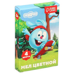 Мелки цветные школьные 4шт Смешарики, прямоугольные  фото 3