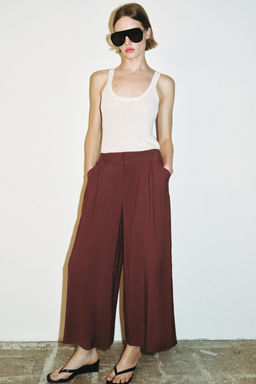 PANTAL?N CULOTTE PINZAS / Burdeos - Zara фото 5