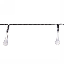 Гирлянда для улицы "Капля росы" 3 м 20 ламп LED чёрный провод, 2 реж.,IP55, Теплый белый (солнечная батарея)