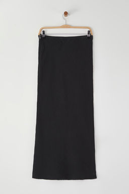 TRENDYOLMILLA Vizon %100 Keten Beli Lastikli Yuksek Bel Midi Etek TWOSS24ET00152  фото 17