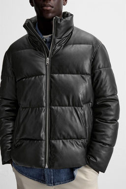 LEATHER EFFECT PUFFER JACKET - Zara фото 6