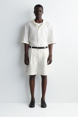 PLEATED DENIM-HERRINGBONE SHORTS - H&m фото 2