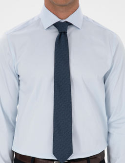 A__k Mavi Slim Fit Uzun Kollu Basic G_mlek